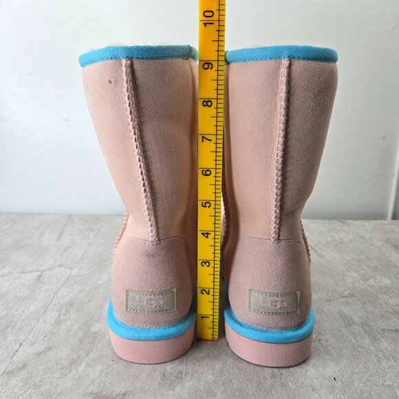 UGG Classic Short II Neon Boots 9 Pink Suede Shearling Fur Lined Winter Booties - Picture 4 of 13